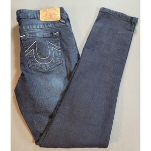 True Religion Men Geno Relaxed Slim Jeans Size 16 Dark Wash Designer Denim